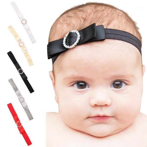 hair accessories baby girl headband infant cloth tie bows born tiara headwrap gift toddlers bandage ribbon crystal headwear1, Slivery;white